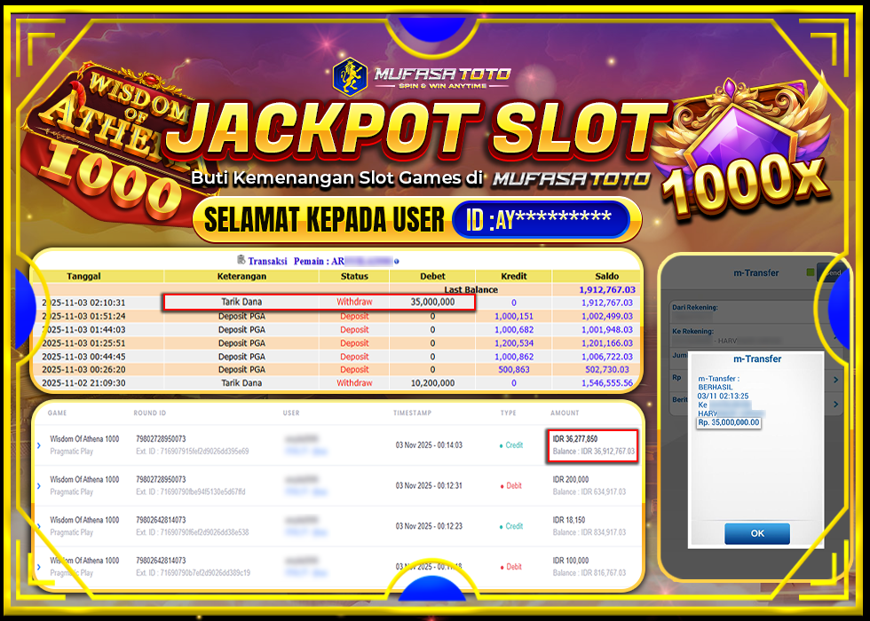 MUFASATOTO JACKPOT PRAGMATIC PLAYRp.35.000.000|LUNAS